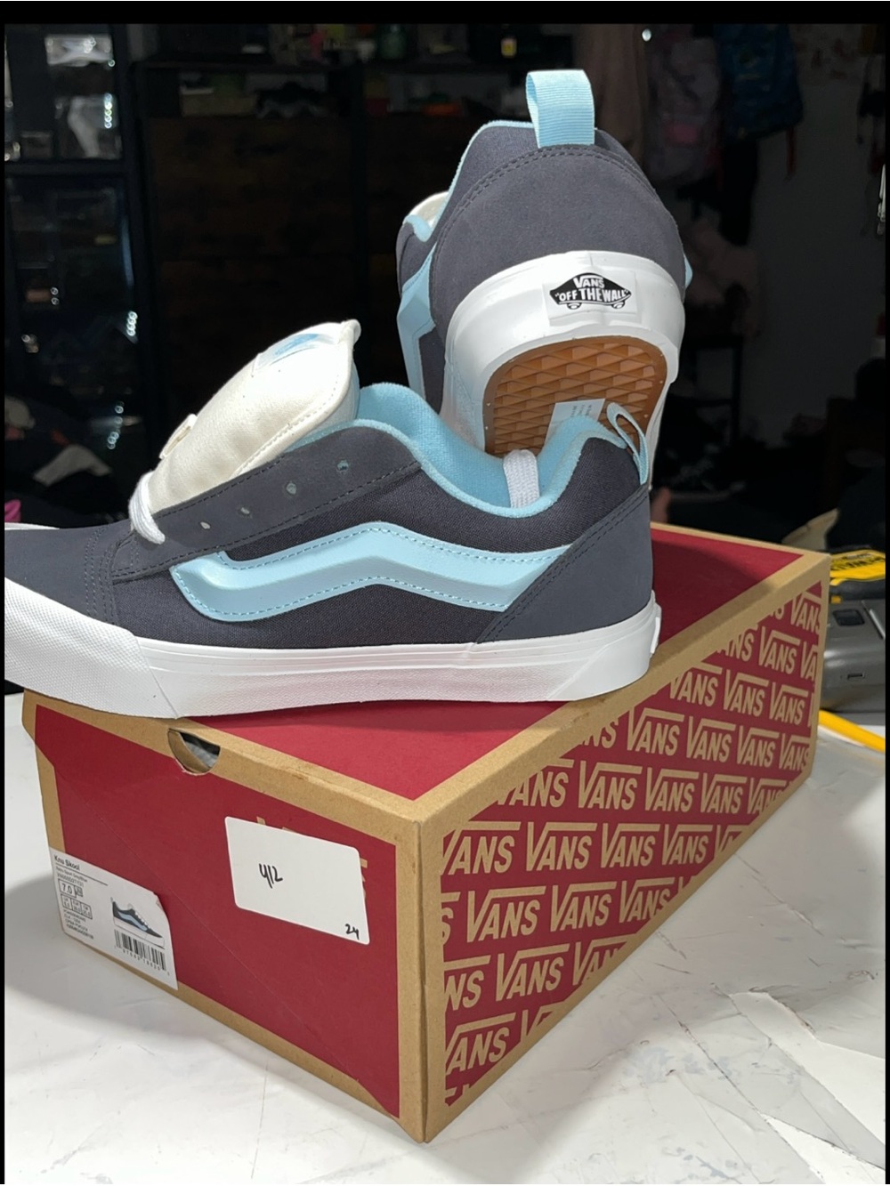 Vans Low Top Sneakers in Charcoal and Light Blue